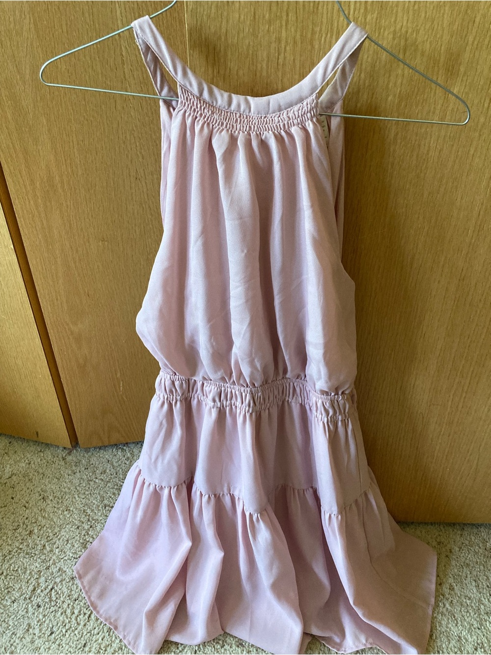 Women’s Light Pink Tiered Halter Casual Dress